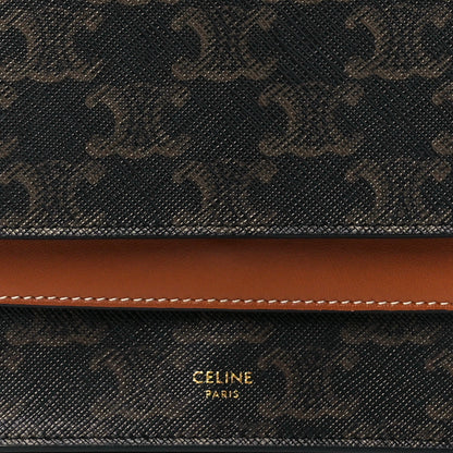 Celine Triomphe Canvas Lambskin Wallet On Strap Tan 10 of 13