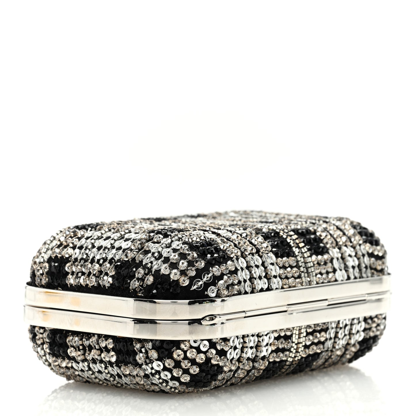 Sequins Micro Cloud Clutch Black Silver