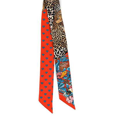 Hermes Silk Jungle Love Love Twilly Orange Bleu Brun 2 of 3