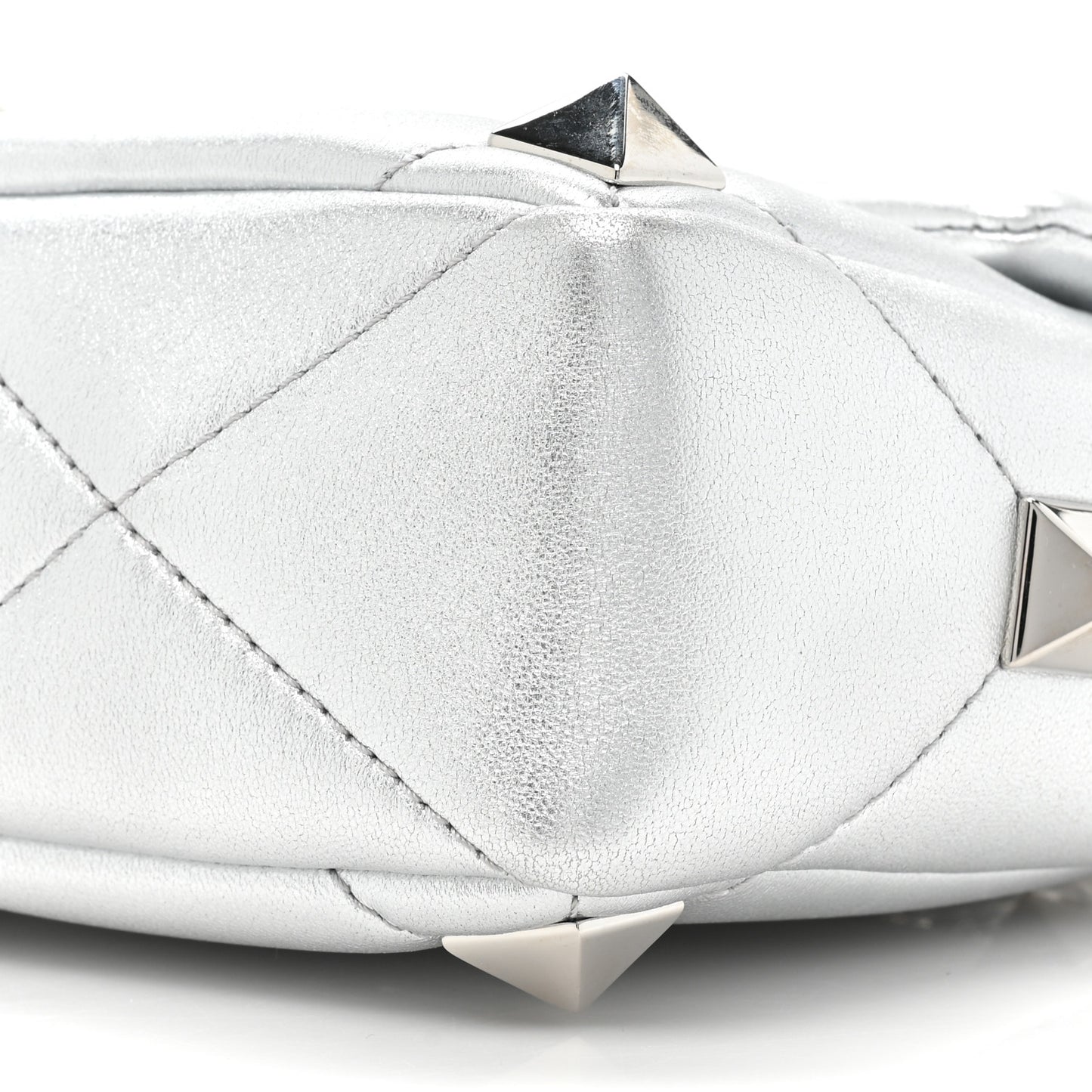 Nappa Medium Roman Stud Shoulder Bag Silver