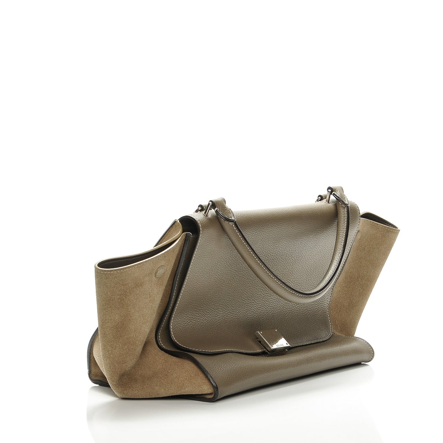 Drummed Calfskin Suede Medium Trapeze Souris
