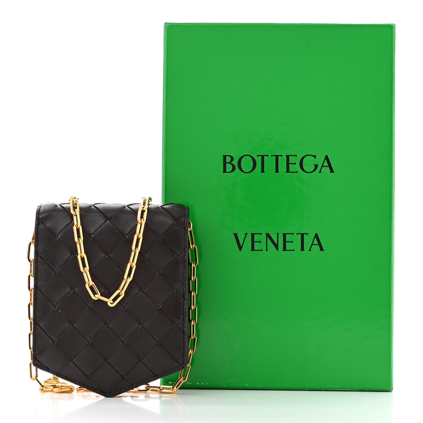 Nappa Intrecciato Card Case On Chain Fondant