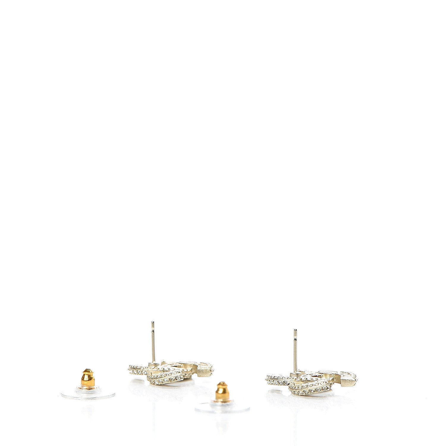 Chanel Crystal CC Earrings Gold 3 of 5