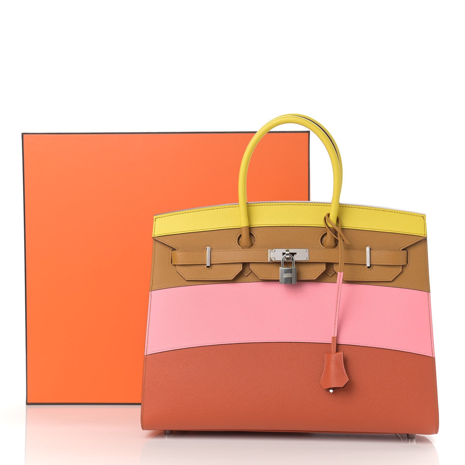 Hermes Epsom Sunrise Birkin Sellier 35 Lime Sesame Rose Confetti Terre Battue 13 of 13