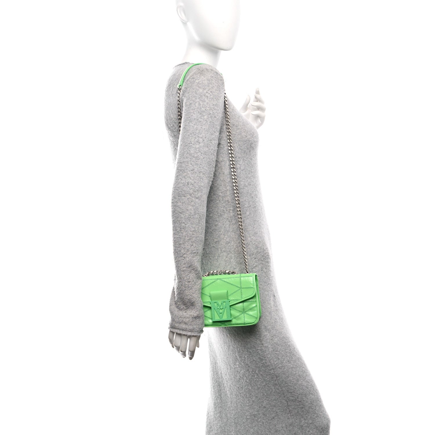 MCM Crash Calf Quilted Mini Travia Shoulder Bag Summer Green 2 of 10