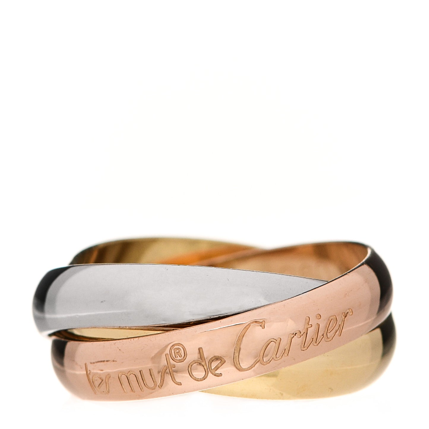 18K Pink Yellow White Gold Classic Les Must De Cartier Trinity Ring 48 4.5