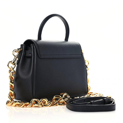 Versace Grained Calfskin Medusa Small Top Handle Handbag Black 3 of 9