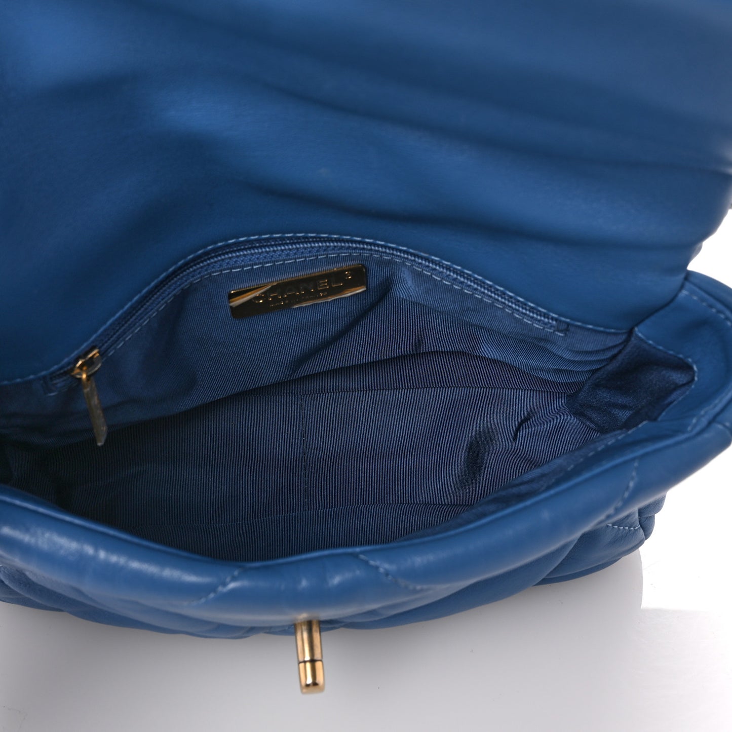 Lambskin Quilted Medium Chanel 19 Flap Blue