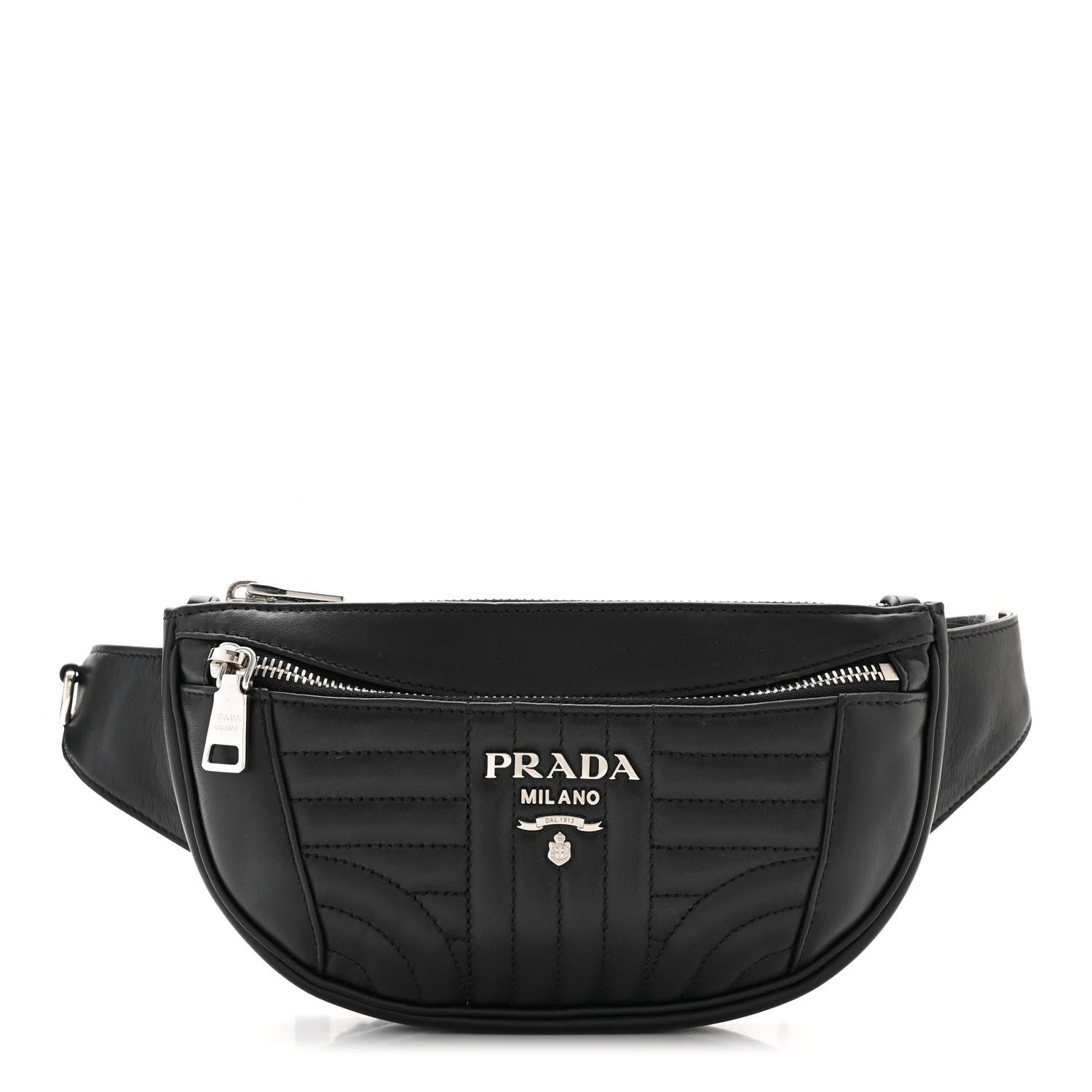 Prada Soft Calfskin Impunture Diagramme Belt Bag Black 1 of 10