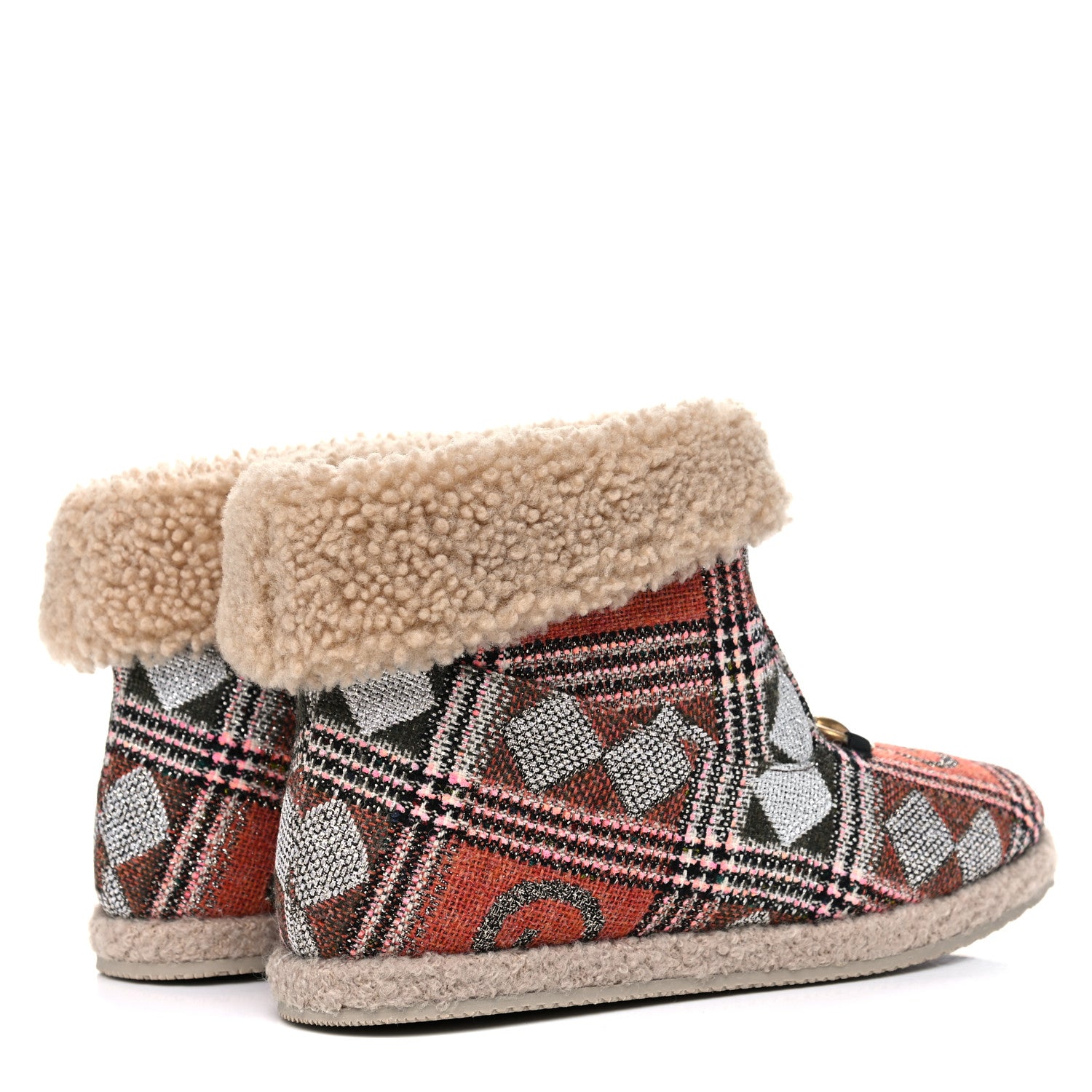 Gucci Tweed Wool Fancy Geometric GG Womens Fria Horsebit Ankle Boots 41 Black Ivory Butterscotch 4 of 8
