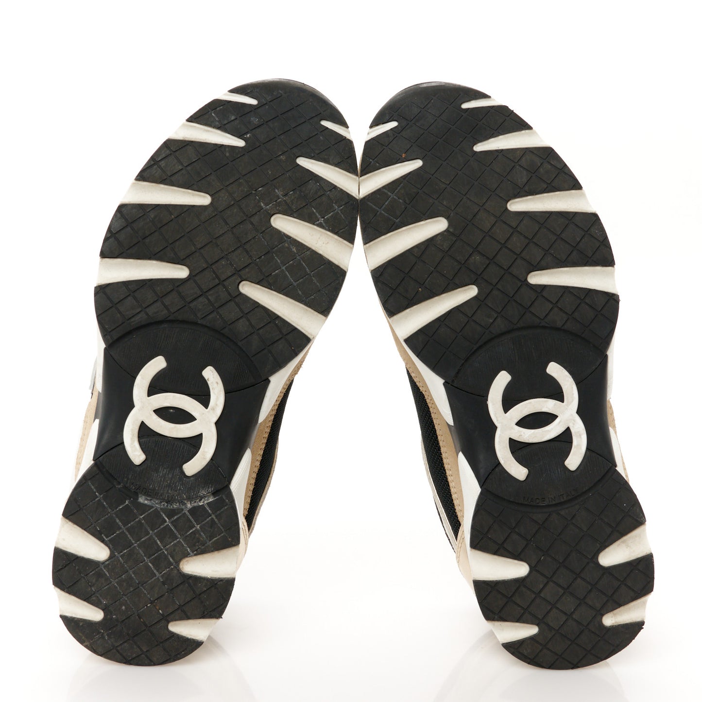 Mesh Suede Calfskin Grained Calfskin Womens CC Sneakers 37 White Black Beige Gold