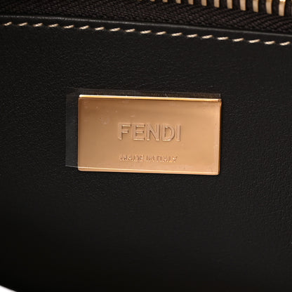 Fendi Vitello Nabuk Seta Pequin Medium Peekaboo Iconic Satchel Tobacco Moro Ebano 7 of 14