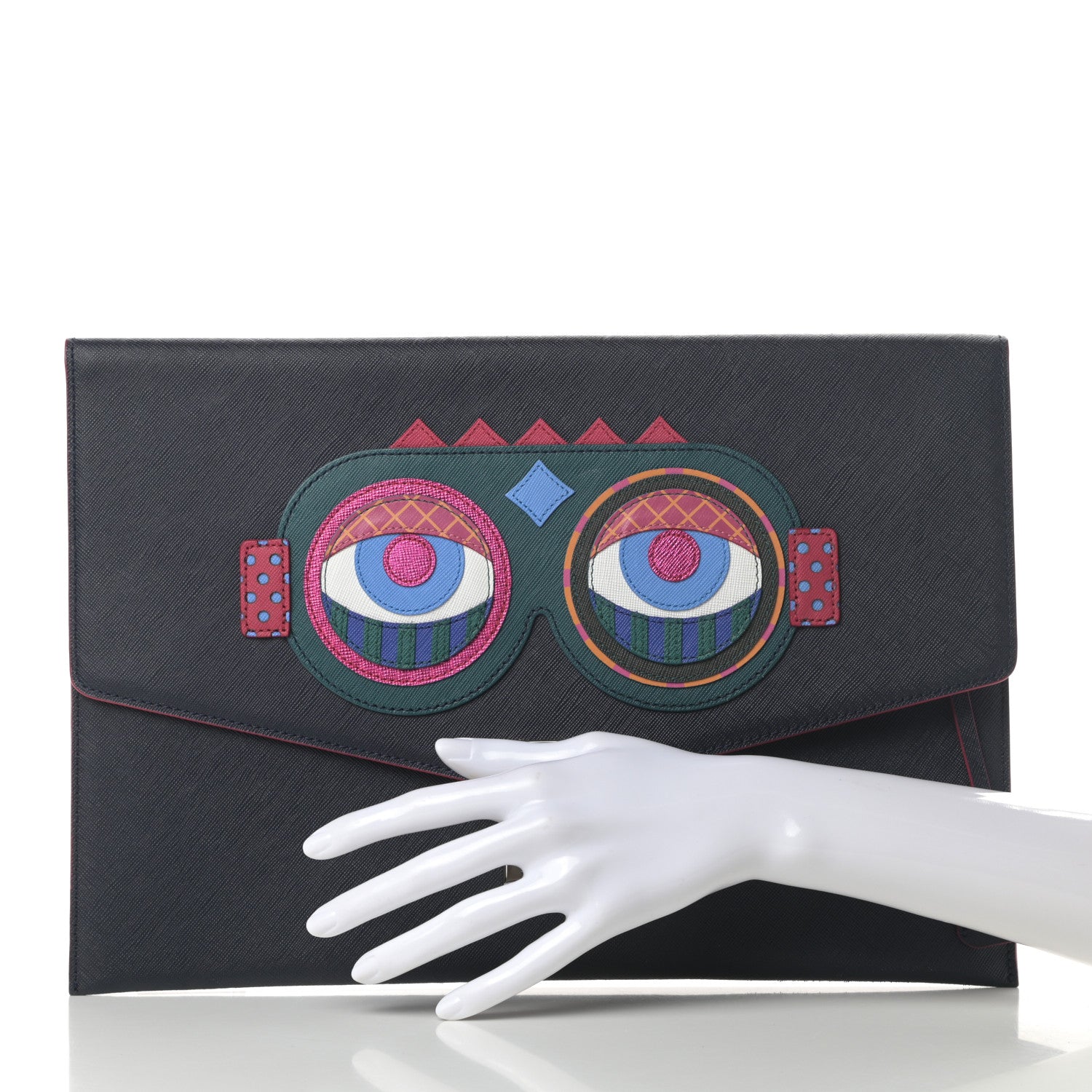 MCM Saffiano Craig And Karl Clutch Navy 2 of 11