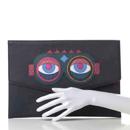 MCM Saffiano Craig And Karl Clutch Navy 2 of 11