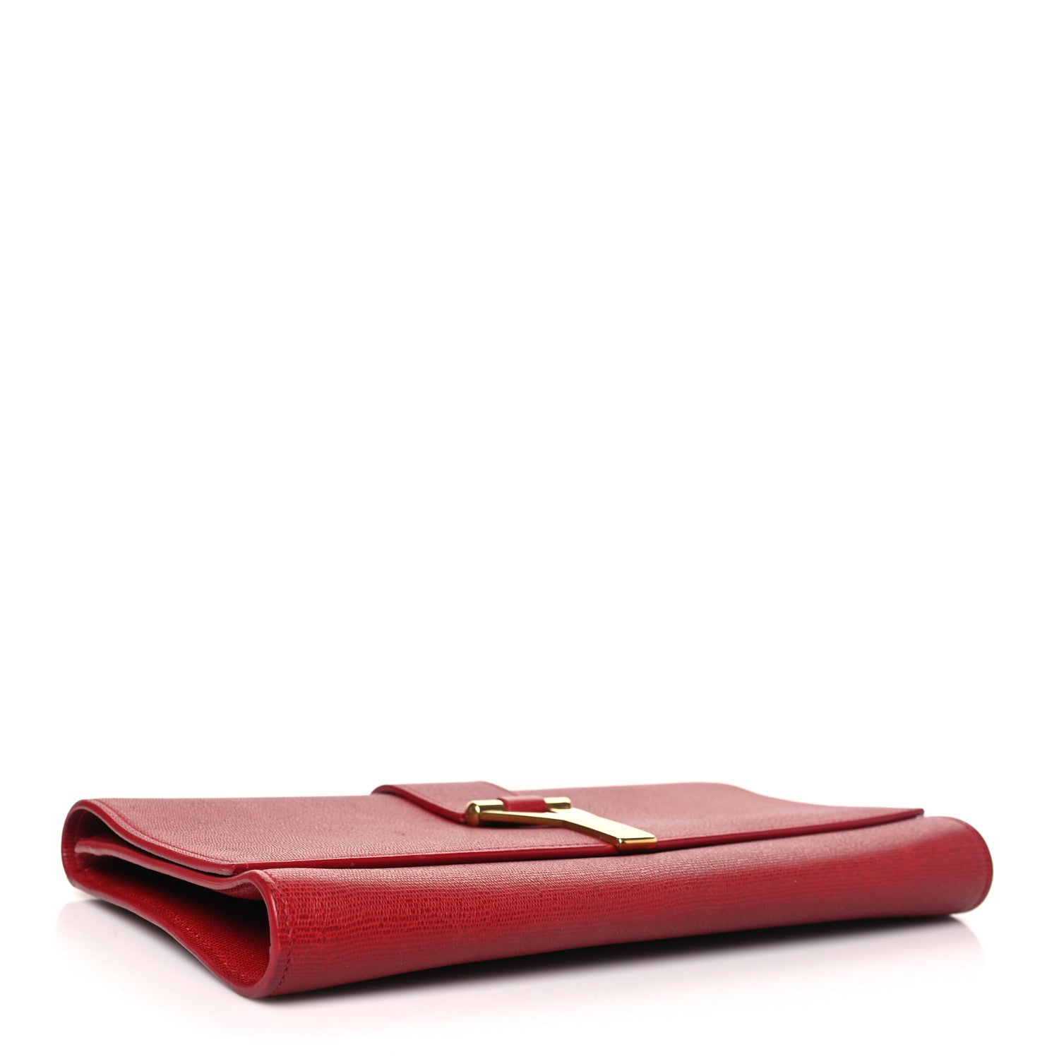 Saint Laurent Textured Calfskin Classic Y Ligne Clutch Red 4 of 9