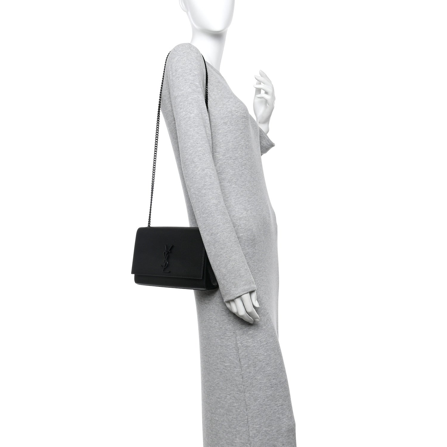 Saint Laurent Grain De Poudre Medium Classic Monogram Monochrome Kate Satchel Black 2 of 13