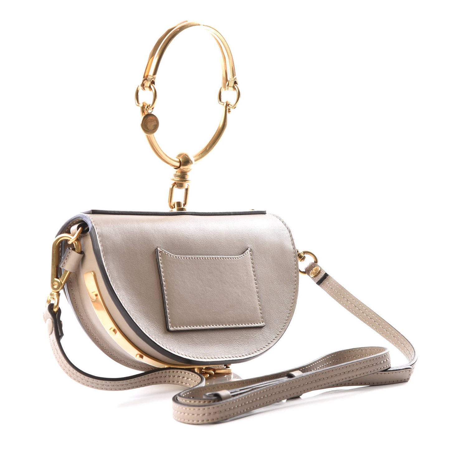 Calfskin Small Nile Bracelet Minaudiere Bag Motty Grey
