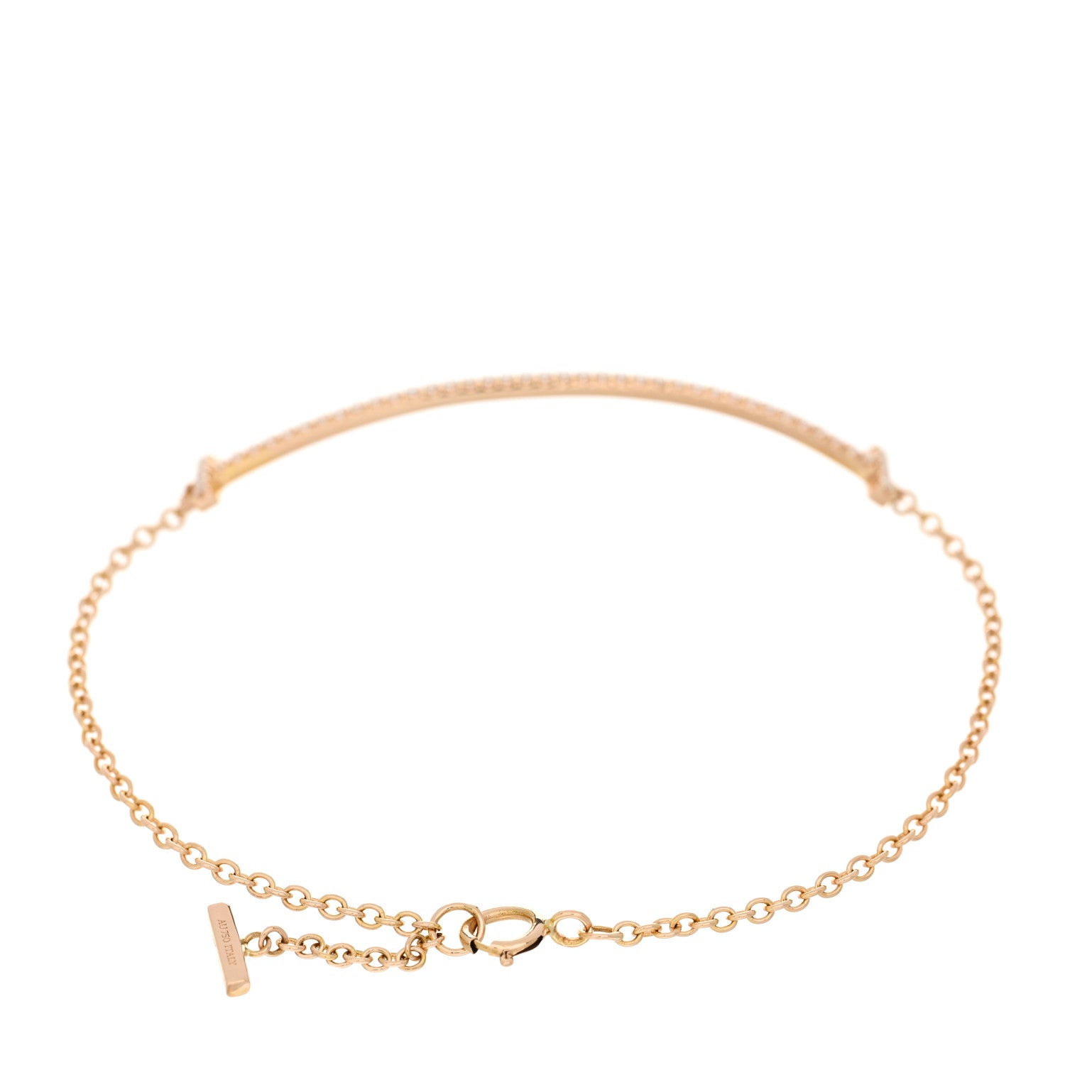 Tiffany 18K Rose Gold Diamond T Smile Bracelet 2 of 4