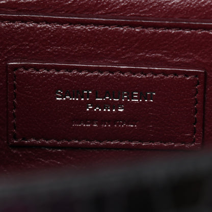 Saint Laurent Calfskin Crocodile Embossed Medium Classic Monogram Cassandra Top Handle Black Rouge Legion 6 of 11