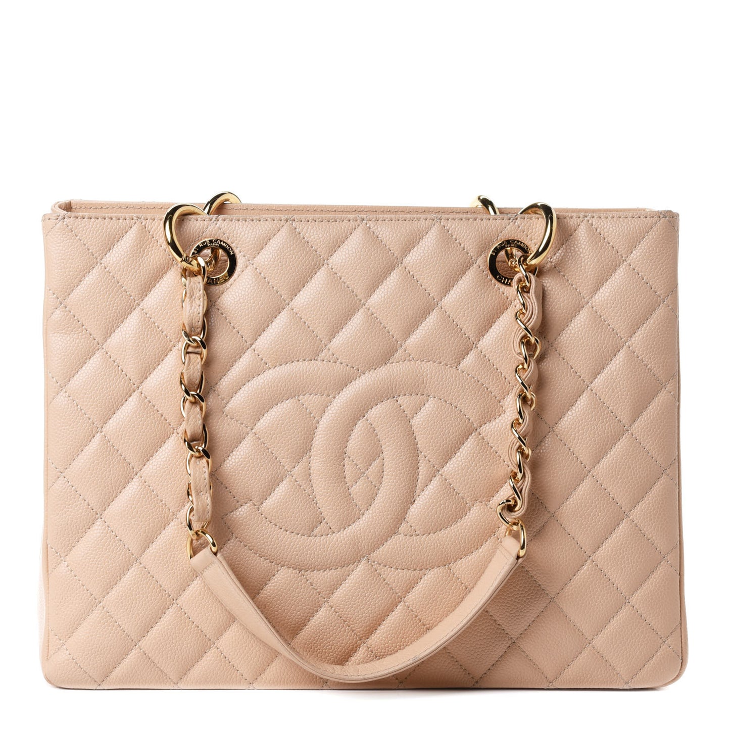 Caviar Quilted Grand Shopping Tote GST Beige Clair