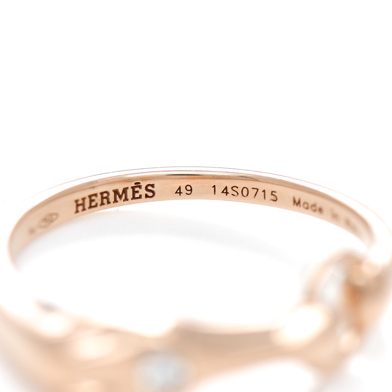 Hermes 18K Rose Gold Diamond TPM Galop Ring 49 4.75 5 of 5
