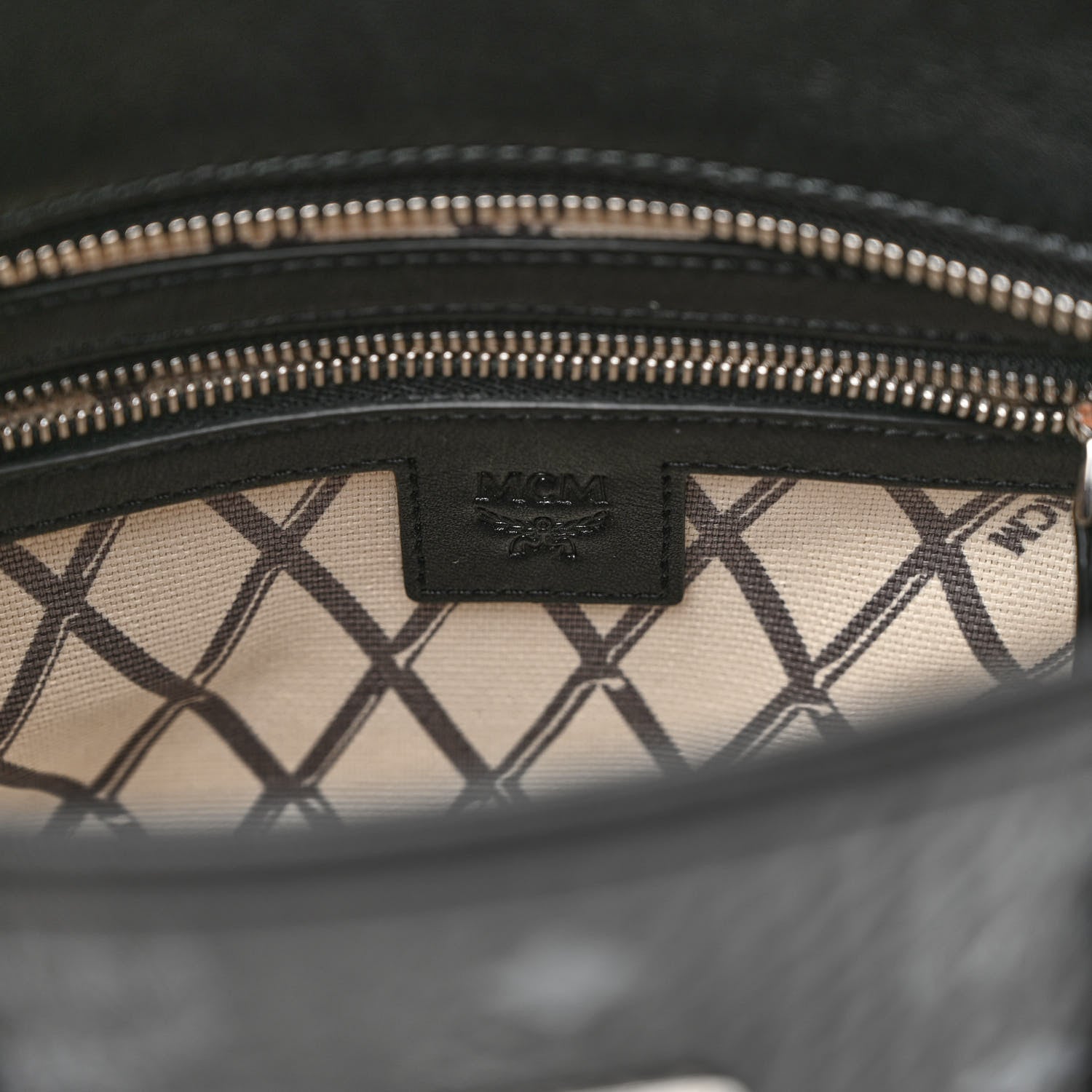 MCM Visetos Mini Aren Top Zip Shopper Tote Black 6 of 9