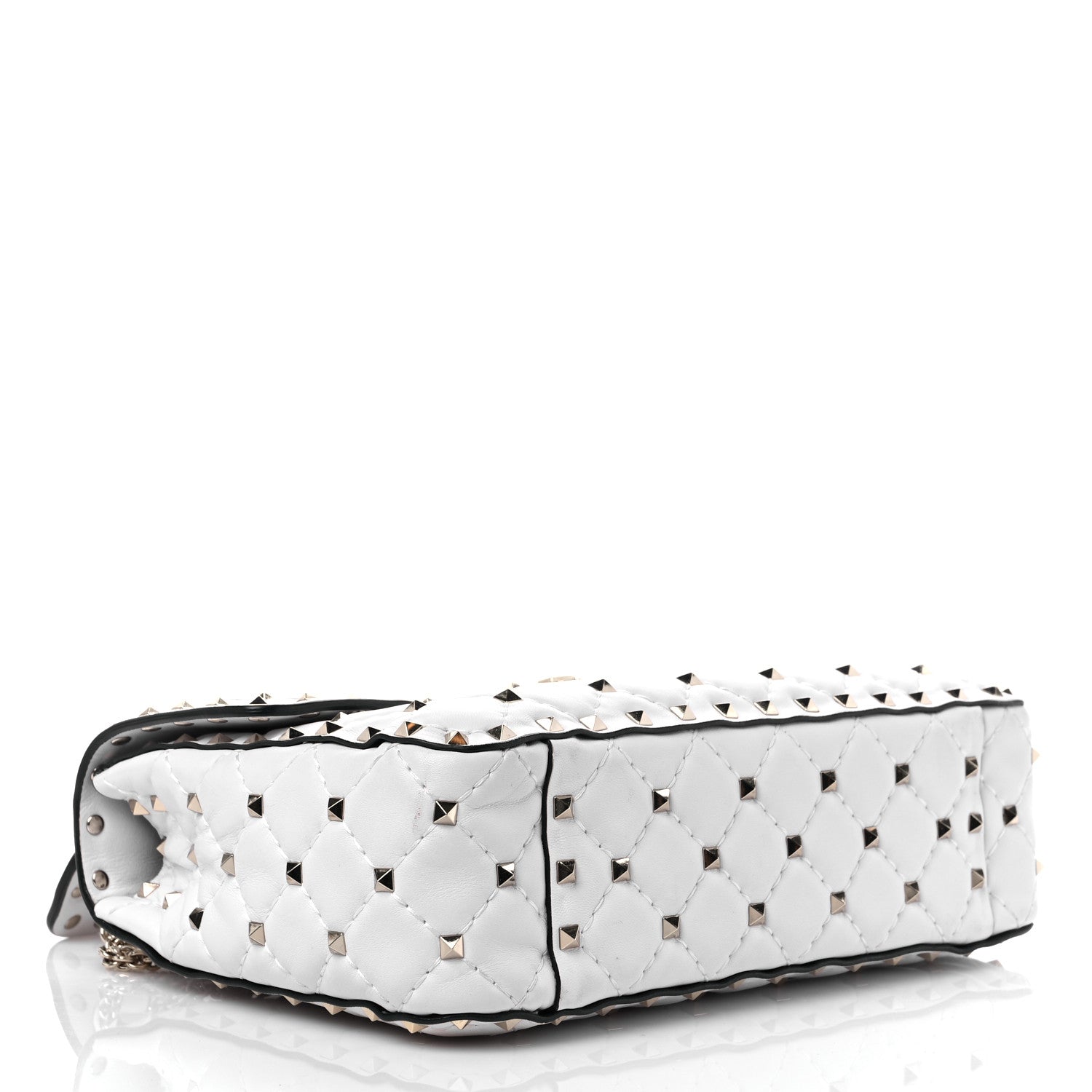 Valentino Garavani Lambskin VLTN Print Medium Rockstud Spike Shoulder Bag Optic White Black 3 of 8