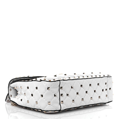 Valentino Garavani Lambskin VLTN Print Medium Rockstud Spike Shoulder Bag Optic White Black 3 of 8