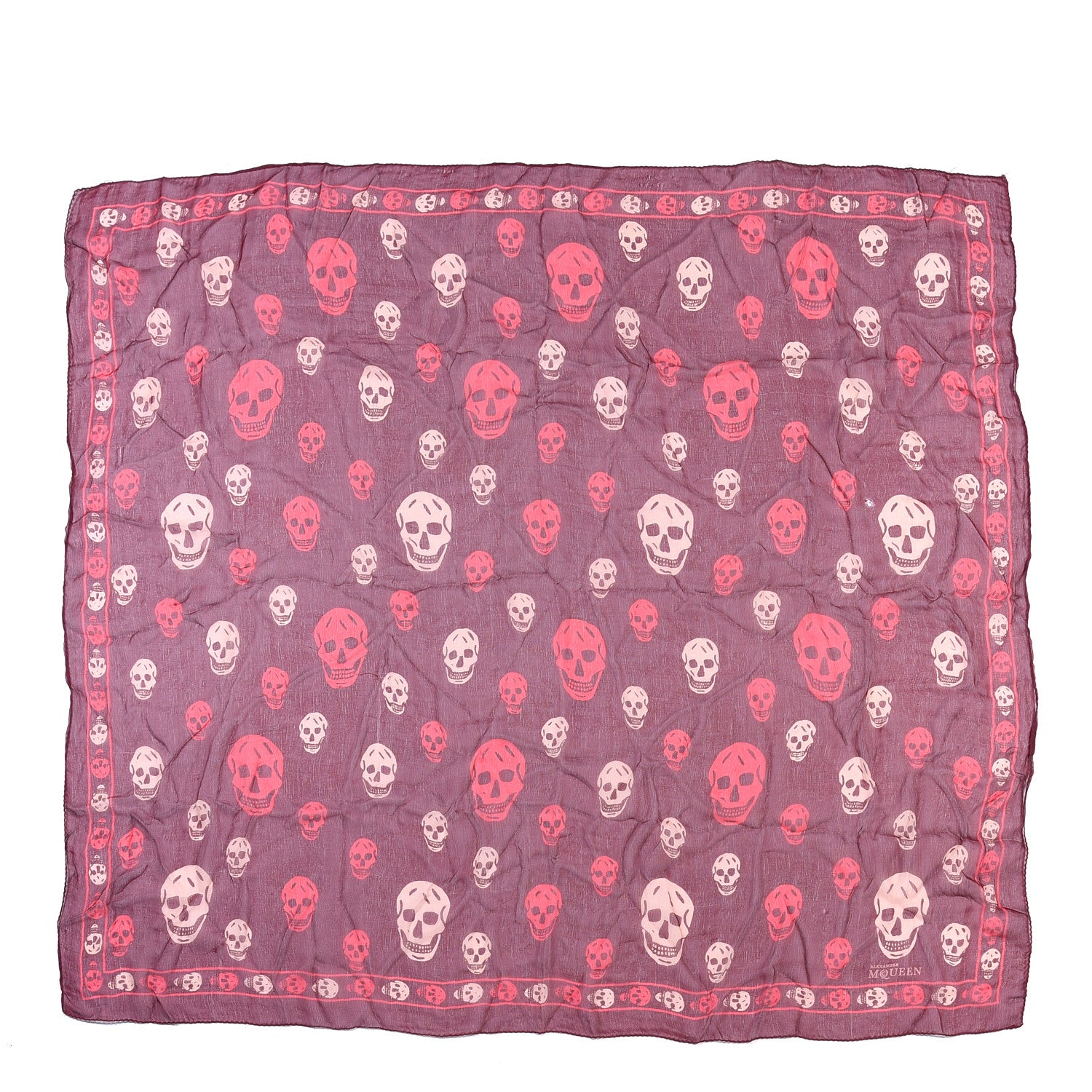 Alexander McQueen Silk Chiffon Skull Scarf Bordeaux Multicolor 1 of 4
