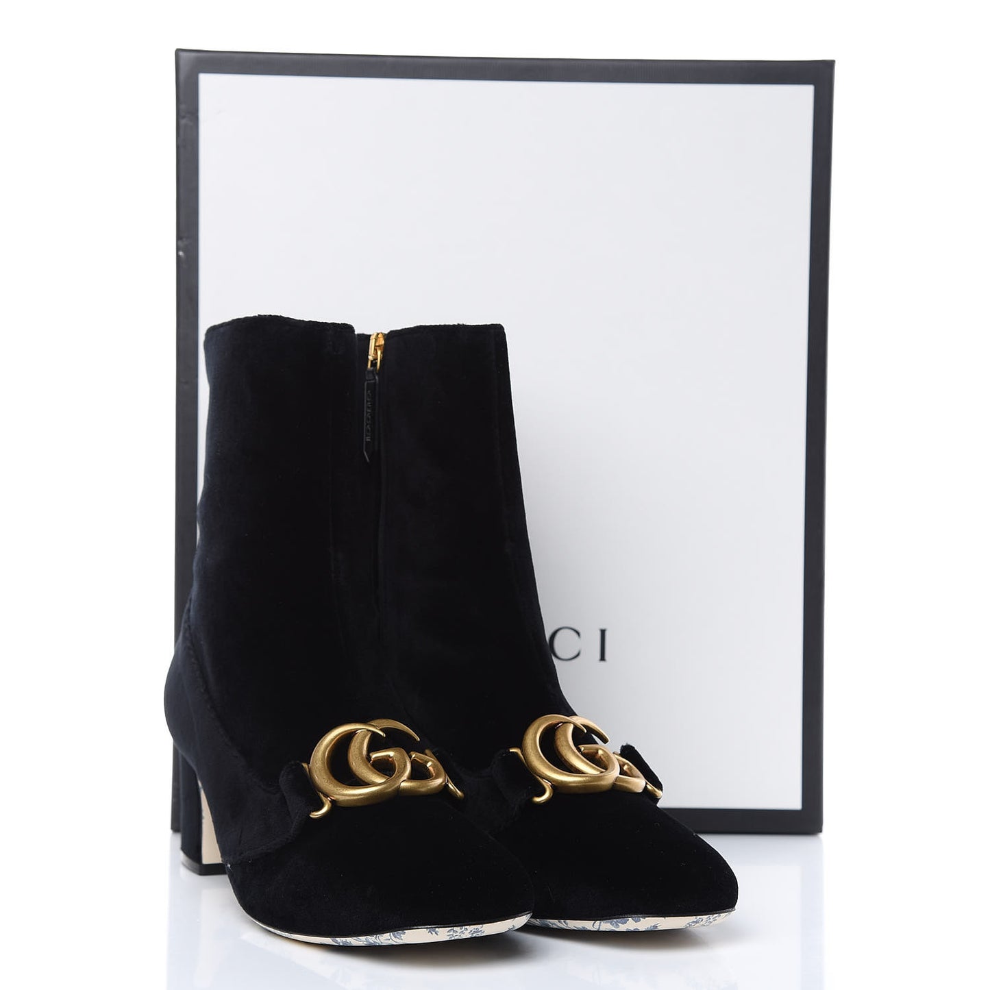 Softy Velvet Malaga Kid GG Victoire 55mm Ankle Boots 40 Black