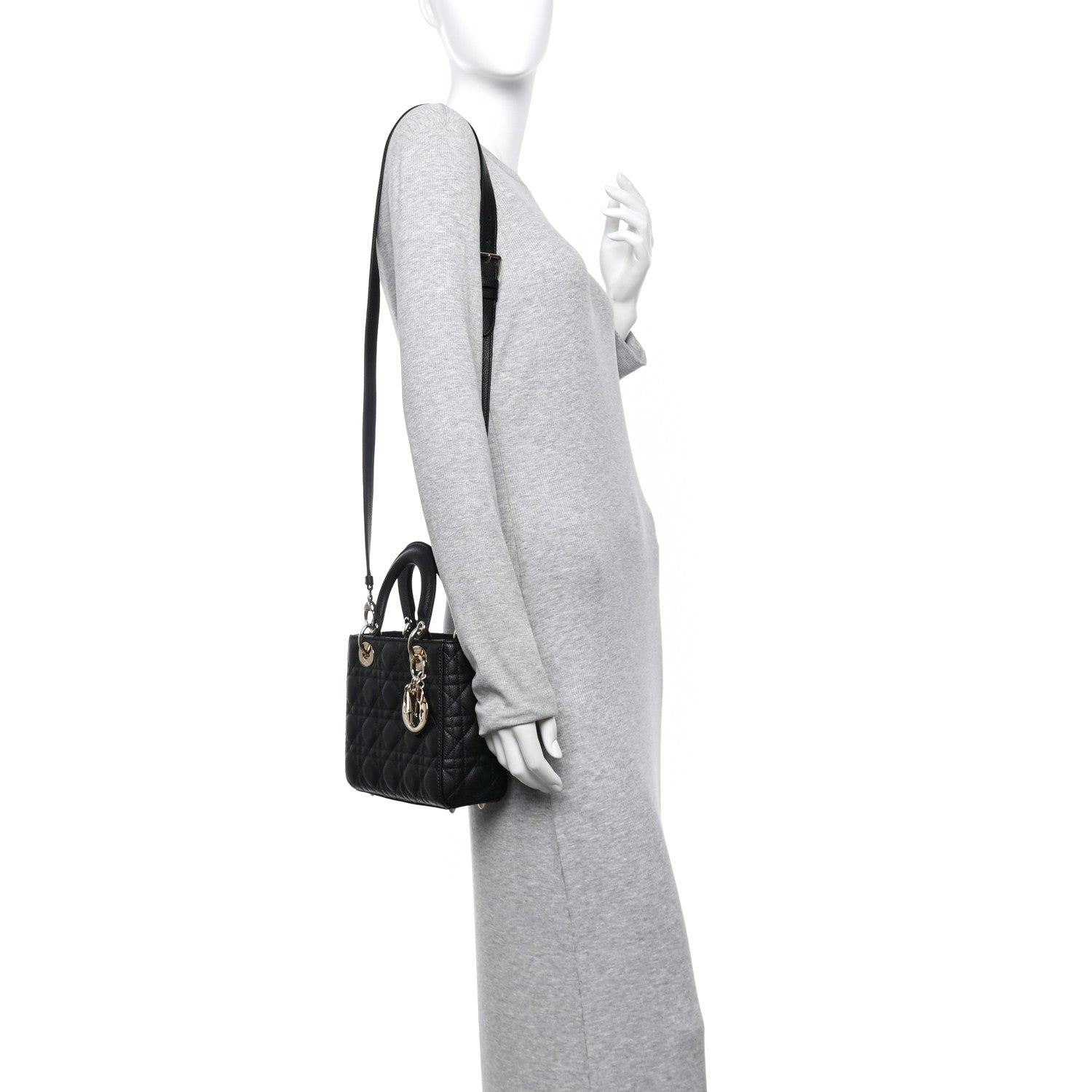 Christian Dior Grained Calfskin Cannage Small Lady Dior Black 2 of 11