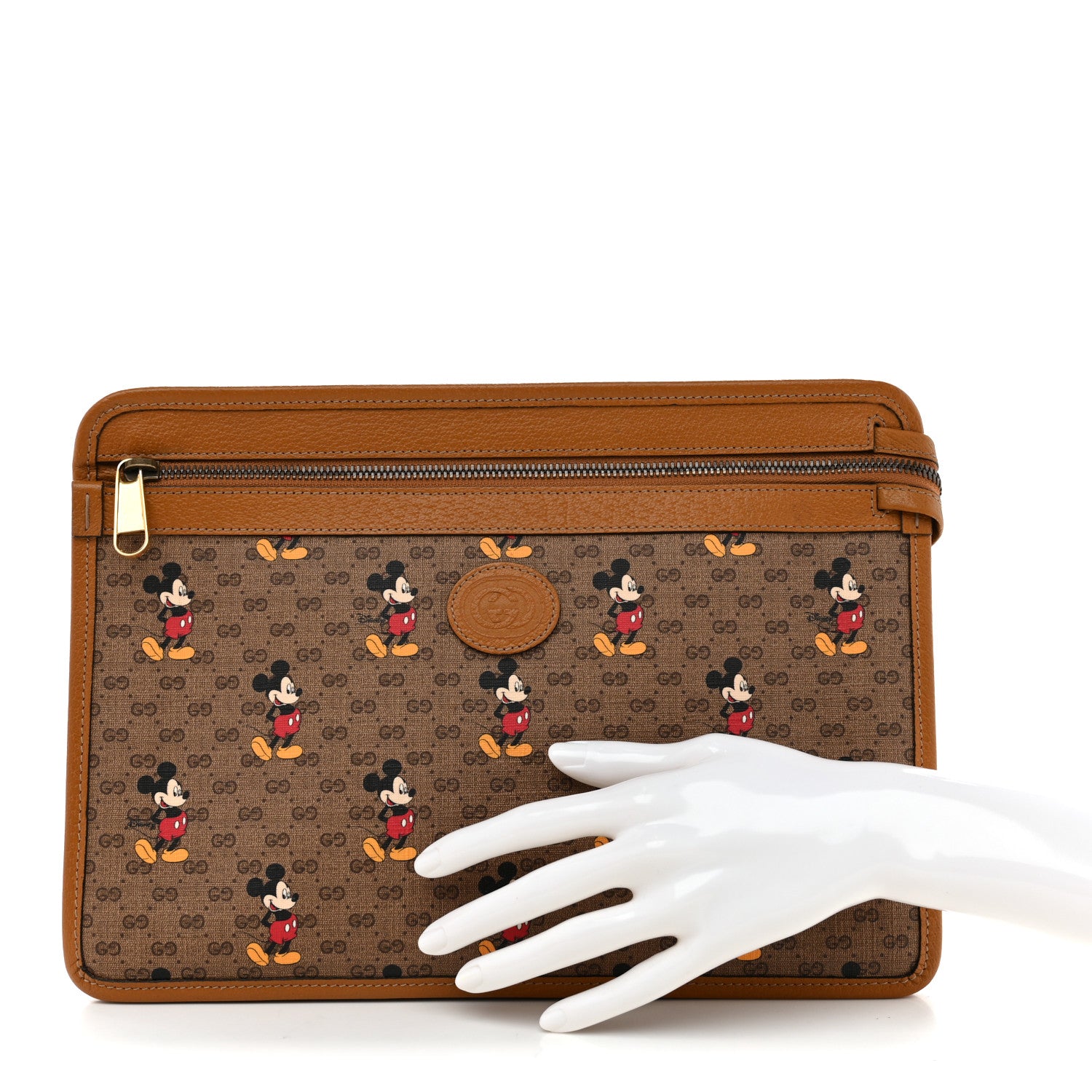 Gucci X DISNEY Mini Vintage GG Supreme Monogram Mickey Mouse Documents Holder Beige Vintage Sun Oil 2 of 7