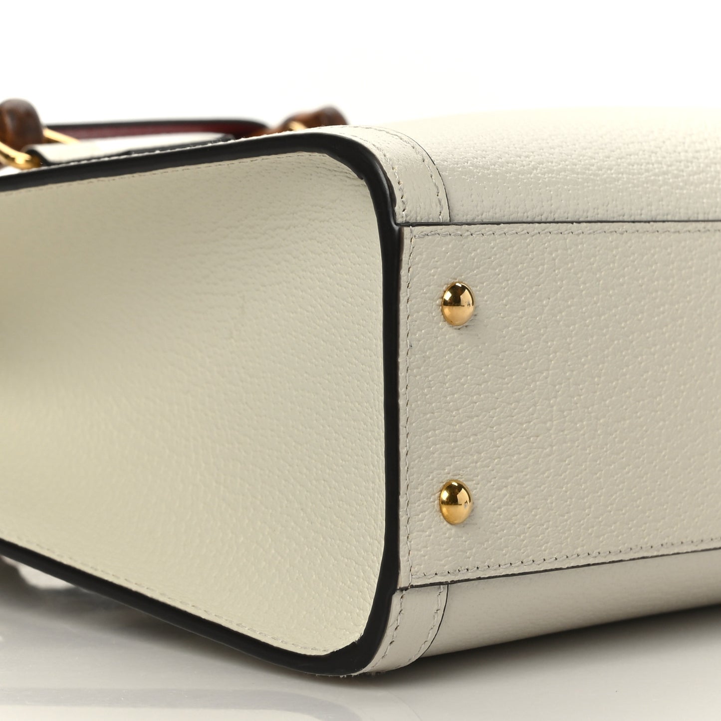 Textured Dollar Calfskin Web Small Diana Tote Bag Mystic White