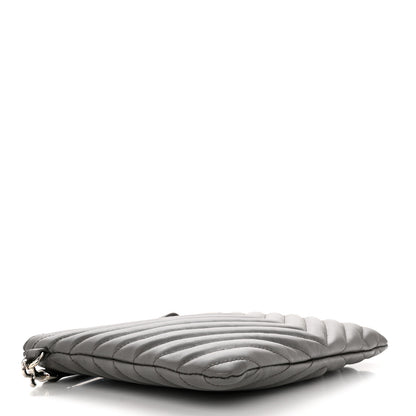 Saint Laurent Calfskin Matelasse Chevron Monogram A5 Wristlet Earth 4 of 7