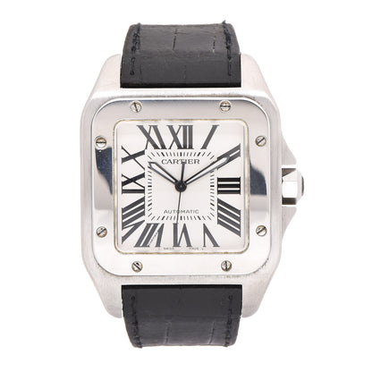 Cartier Stainless Steel Alligator 38mm Santos 100 Automatic Watch 1 of 7