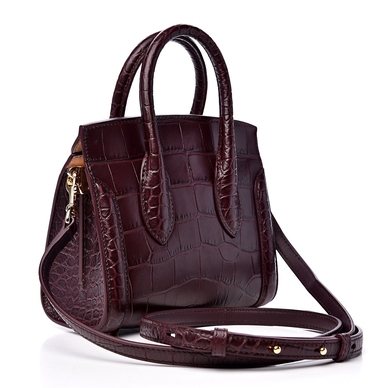 Alexander McQueen Calfskin Crocodile Embossed Mini Heroine 21 Burgundy 2 of 8