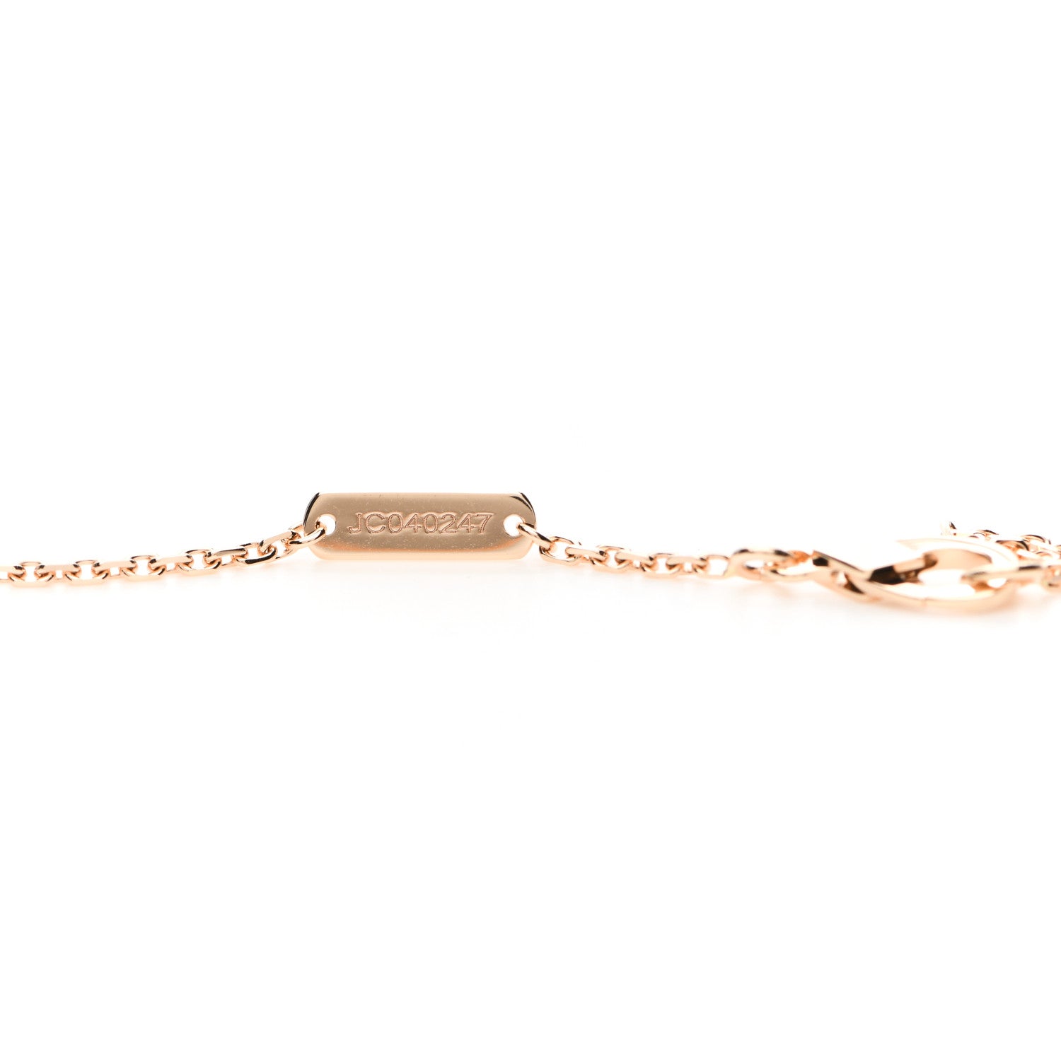 Van Cleef & Arpels 18K Rose Gold Diamond Rhodonite Vintage Alhambra Pendant Necklace 5 of 6