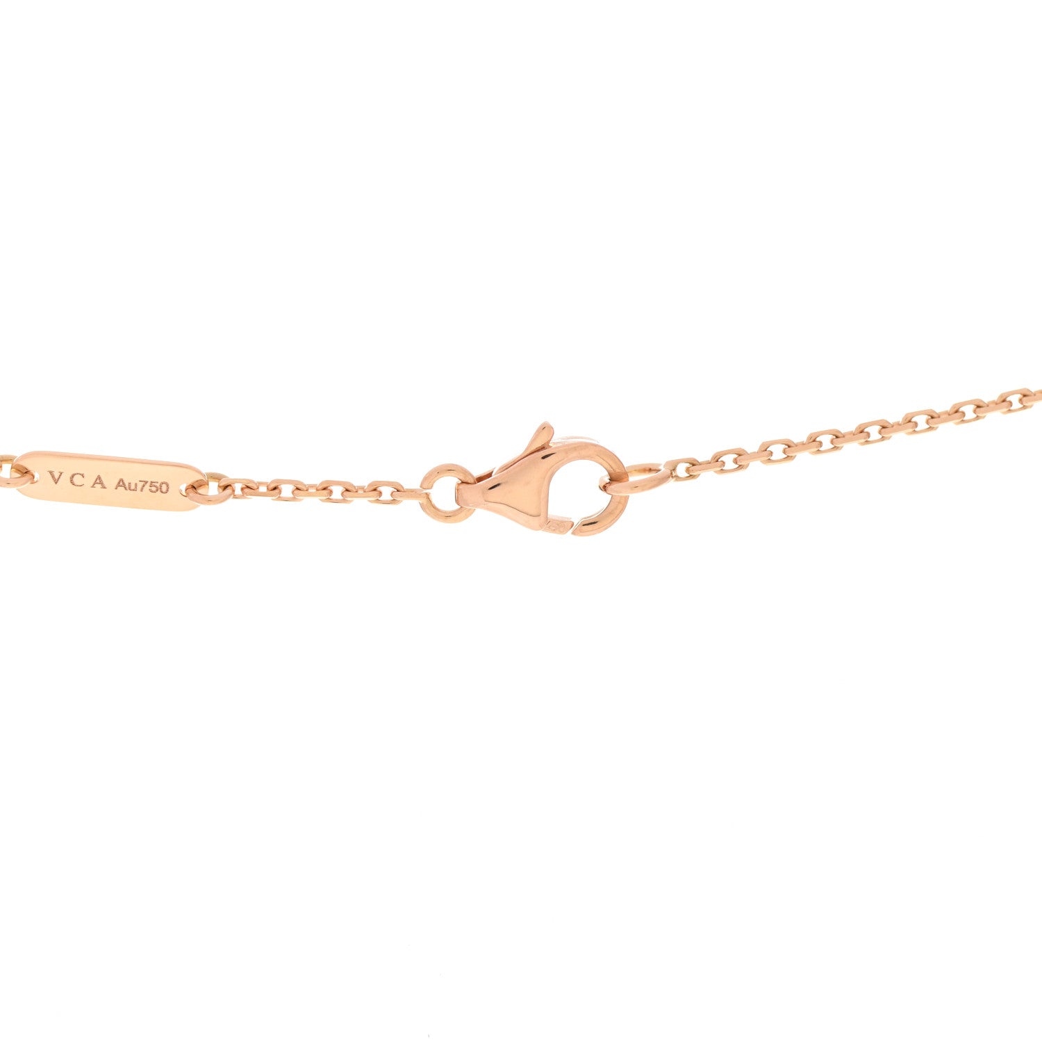 Van Cleef & Arpels 18K Rose Gold Diamond Pink Porcelain Vintage Alhambra Pendant Necklace 6 of 7