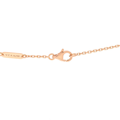 Van Cleef & Arpels 18K Rose Gold Diamond Pink Porcelain Vintage Alhambra Pendant Necklace 6 of 7