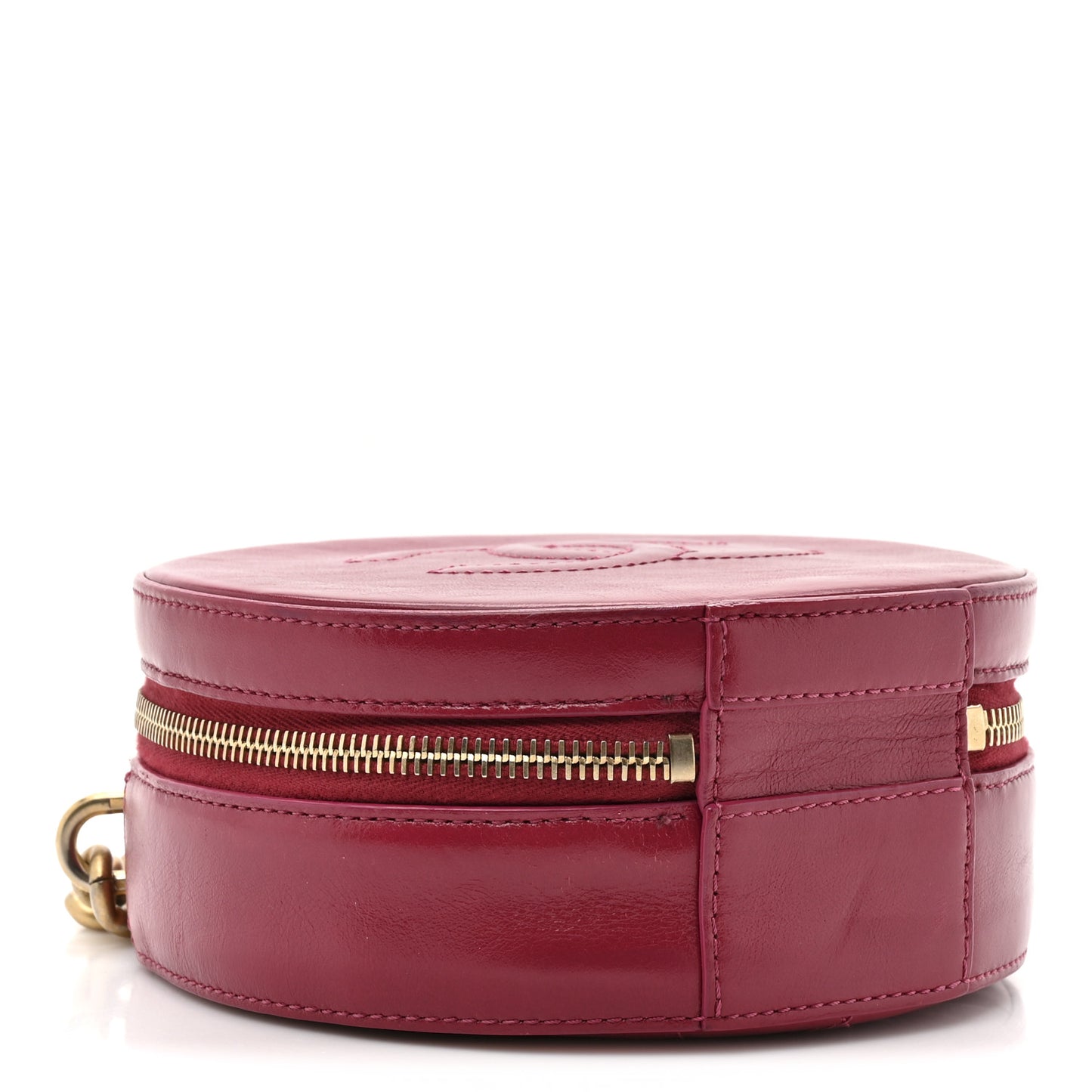 Glazed Calfskin Round As Earth Evening Bag Rouge