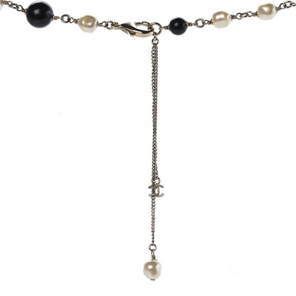 Chanel Pearl Bead Enamel CC Long Necklace Black Gold 3 of 5
