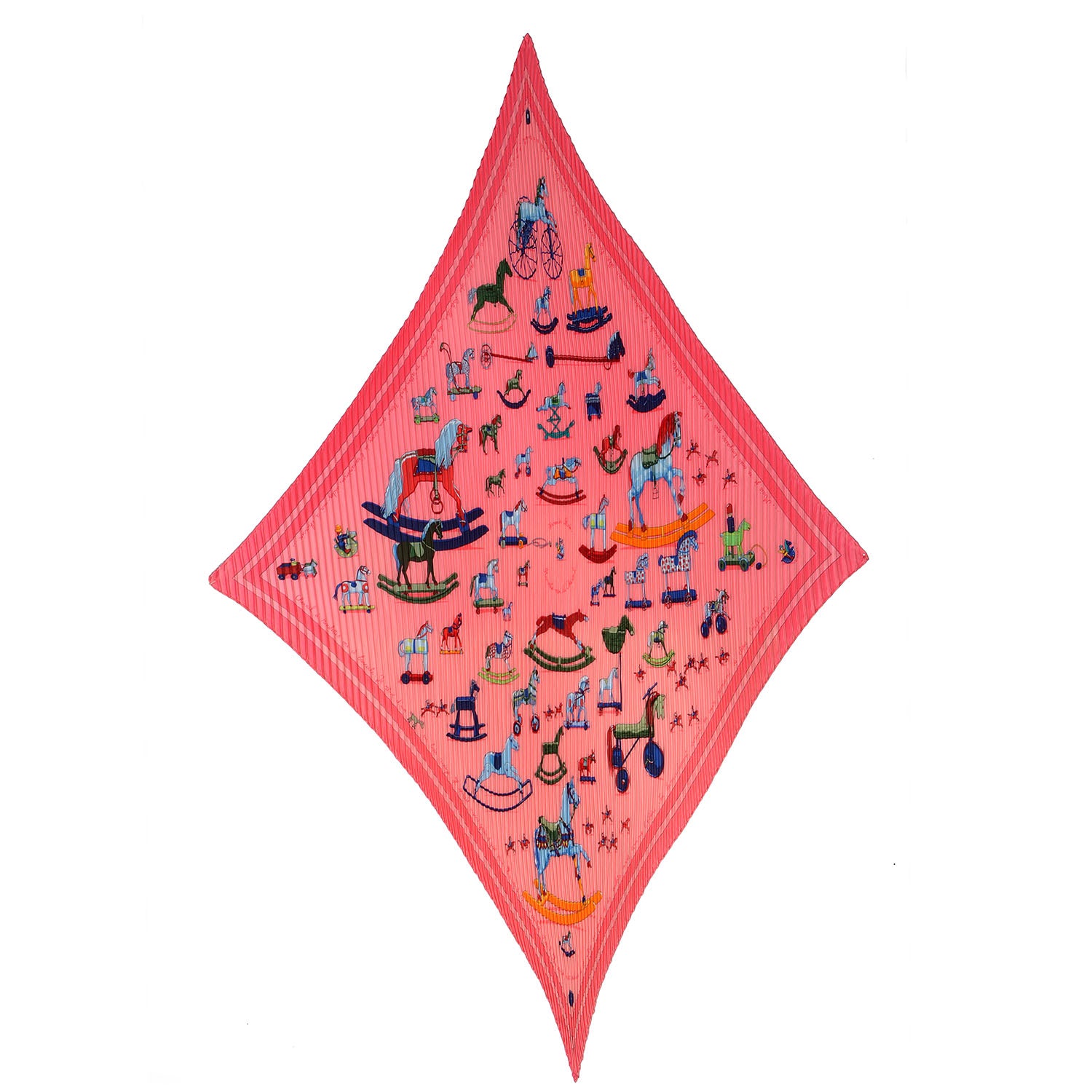 Hermes Silk Plisse Raconte Moi Le Cheval Scarf 90 3 of 5
