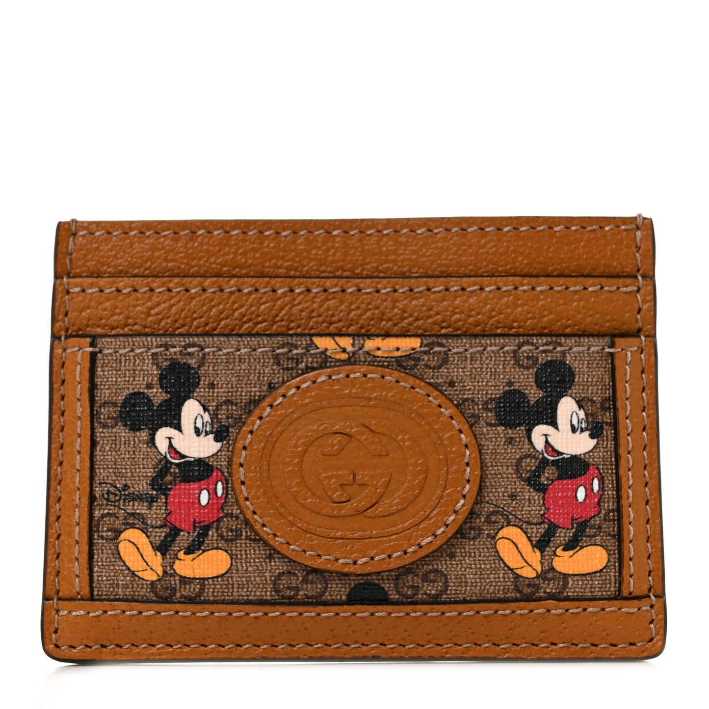 X DISNEY Mini Vintage GG Supreme Monogram Mickey Mouse Card Holder Beige Vintage Sun Oil