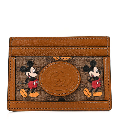 Gucci X DISNEY Mini Vintage GG Supreme Monogram Mickey Mouse Card Holder Beige Vintage Sun Oil 1 of 8