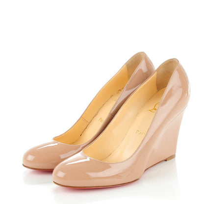 Christian Louboutin Patent Ron Ron Zeppa 80 Wedges 39.5 Nude 3 of 9