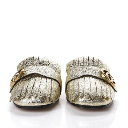 Gucci Galassia Womens GG Marmont Fringe Slippers 36 Platino 3 of 10