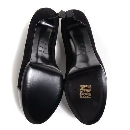 Saint Laurent Suede Patent Leather Tribtoo 80 Cap Toe Pumps 37.5 Black 5 of 7