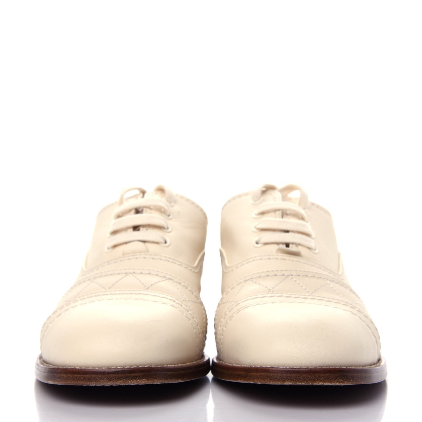 Calfskin Quilted CC Lace Up Oxfords 38 White