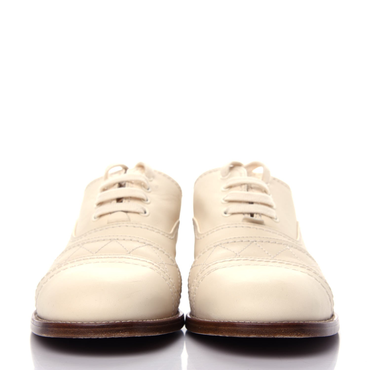 Chanel Calfskin Quilted CC Lace Up Oxfords 38 White 2 of 10