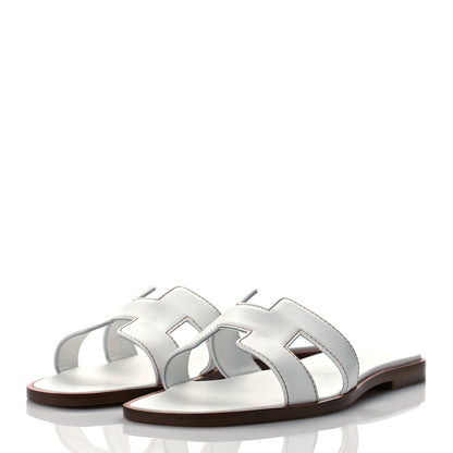 Hermes Box Calfskin Oran Sandals 36 White 3 of 8